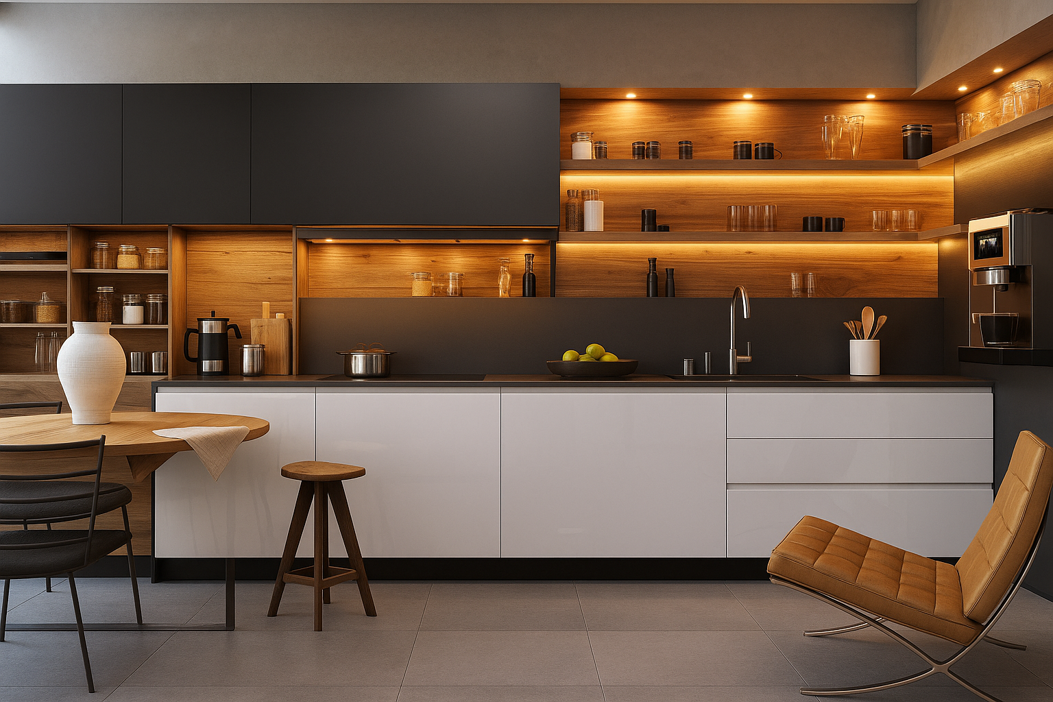 Trendige Tischlerei-Küche